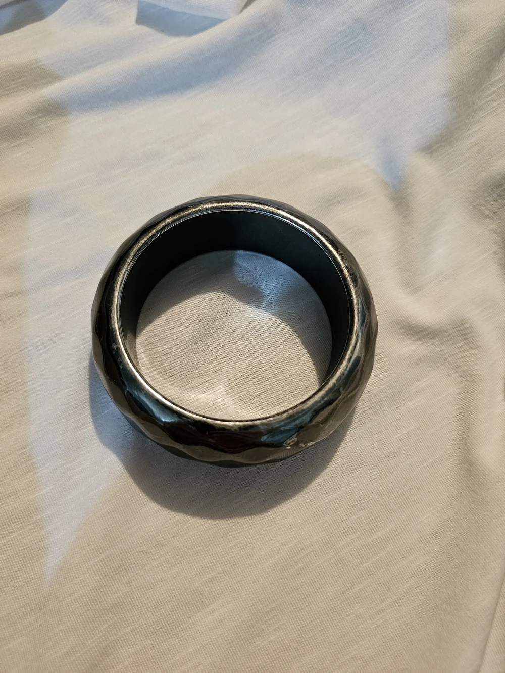 Glossy Black Faceted Cuff Bracelet